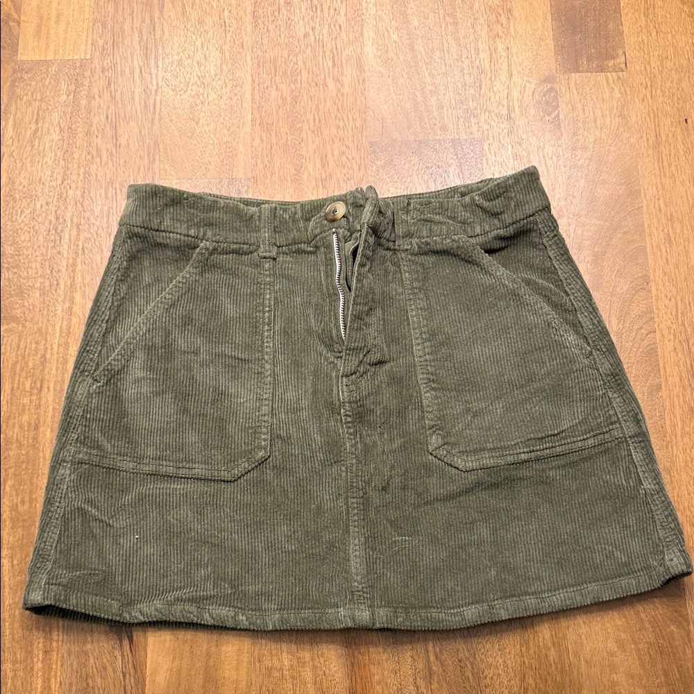 Olive Corduroy Mini Skirt
